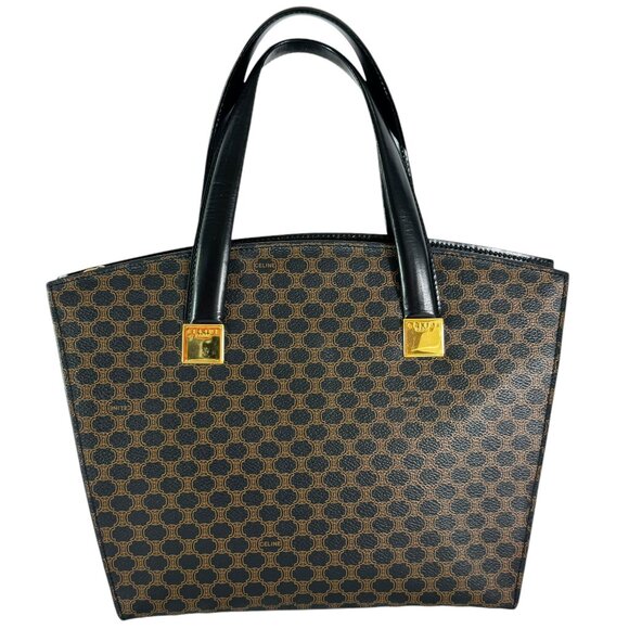 CELINE Vintage Black Canvas Macadam Tote Bag Made in Italy Authenticated - Picture 1 of 15